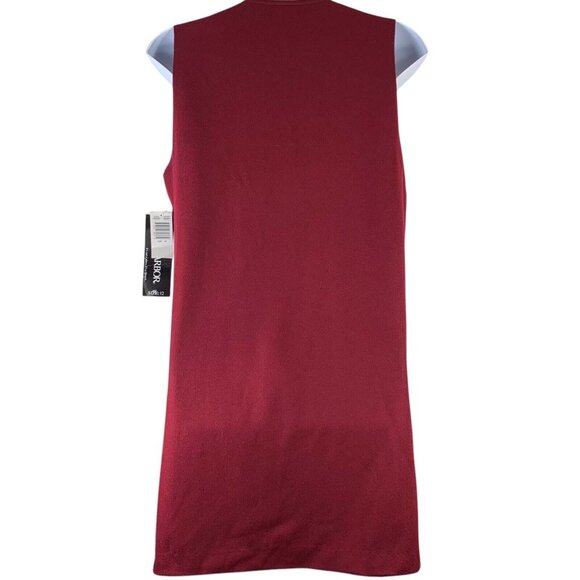 Vintage Wool Dress Size 12 Zip Front Shift Dress Lined Maroon Red NEW Sag Harbor - Picture 2 of 4